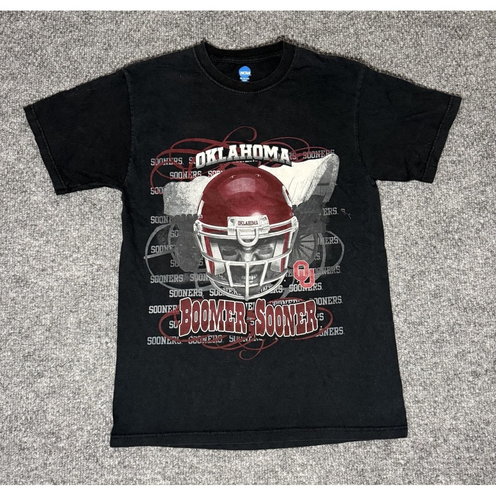 University Of‎ Oklahoma Sooners T-Shirt Football Helmet Black Men's Size Medium